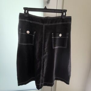 NBW - Goddess Gear 100% Linen Black Knee Length A-Line Skirt (M)